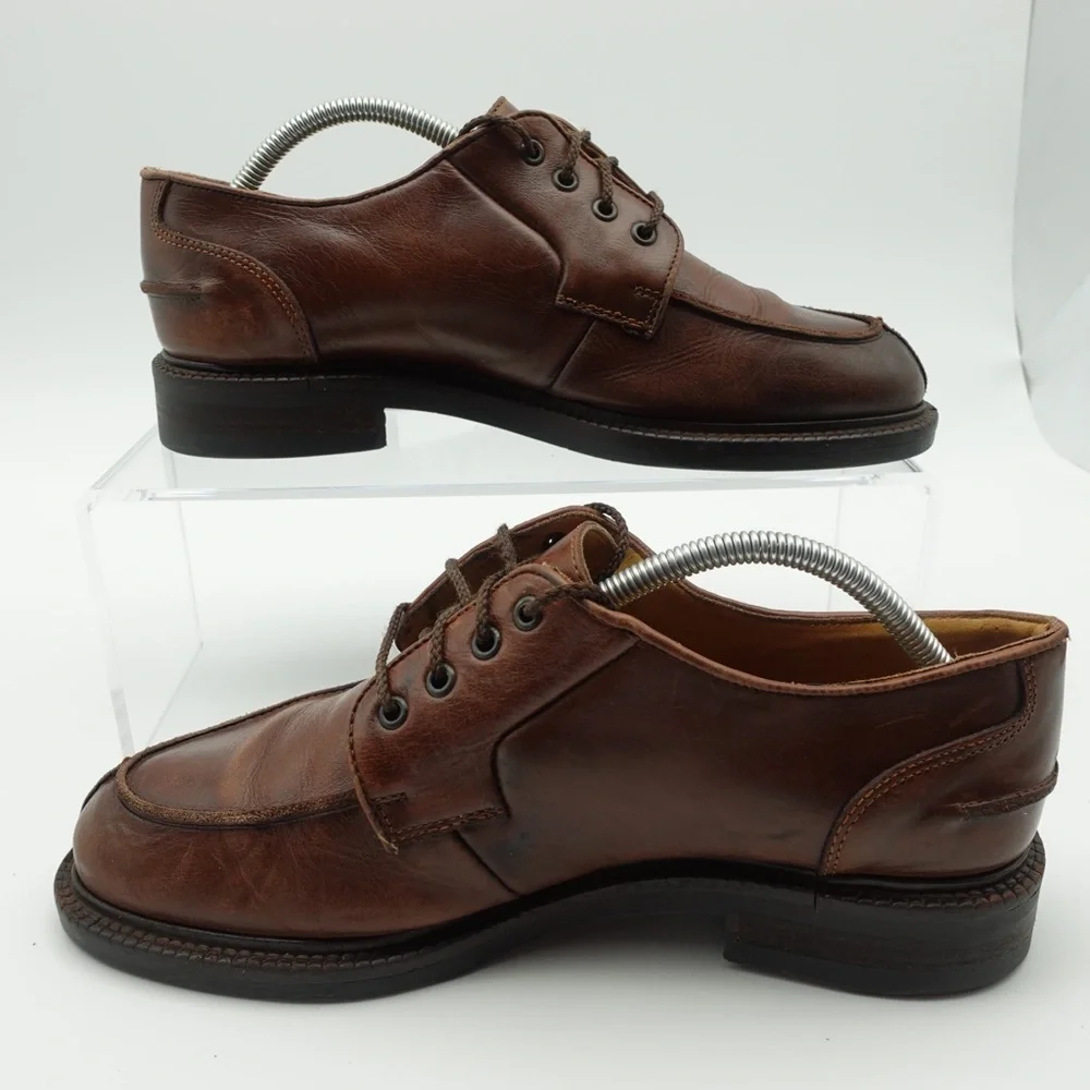 Kenneth Cole New York Made In Italy Men Size 10 Oxford Brown Leather Shoes